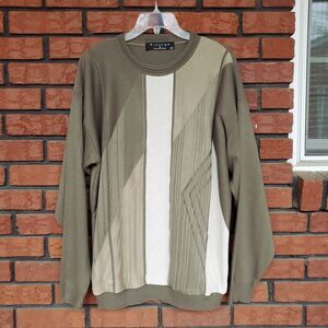Vintage Protege Collection Sweater Mens XL Green Acrylic USA Made Colorblock